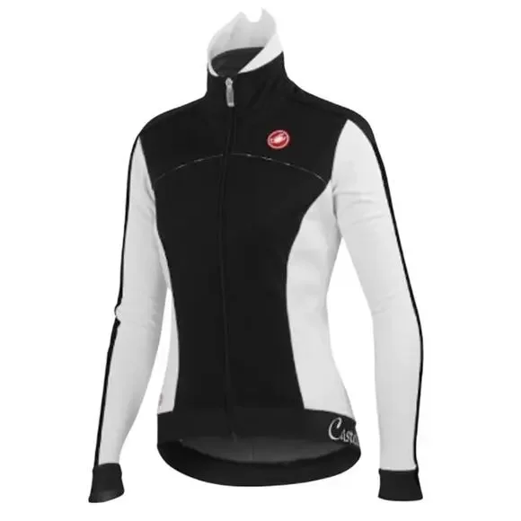 Castelli Viziata Cycling Jacket Women's M Thermal Fleece Black White Full Zip